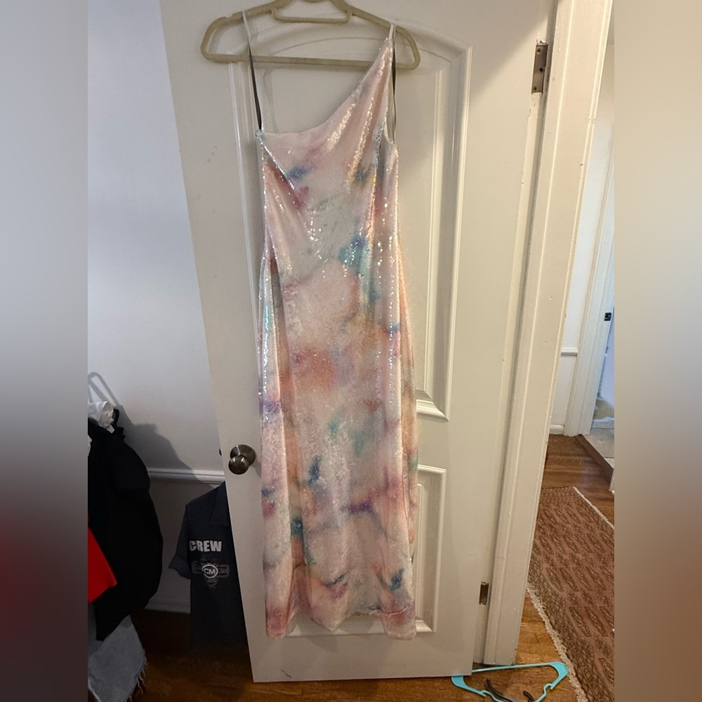 Monique Lhuillier Pastel One-Shoulder Dress - Picture 11 of 11